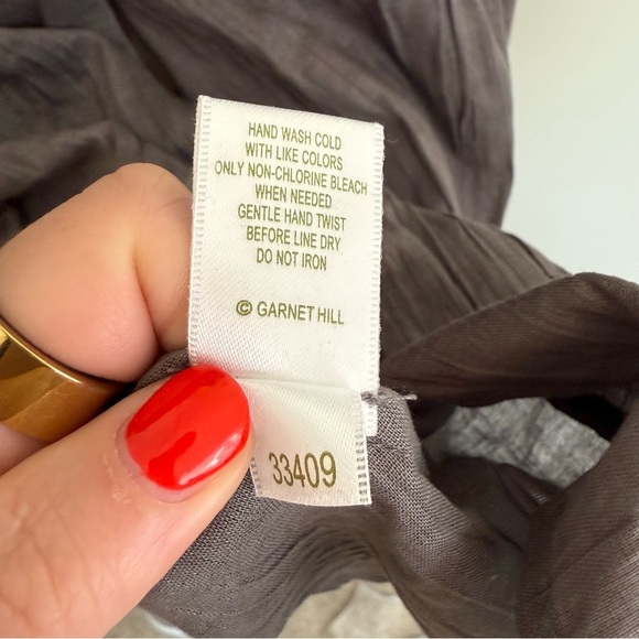 Garnet Hill XL Gauzy Swim Coverup Eyelet Taupe 3/4 Sleeve Boat Summer Resortwear - Picture 7 of 10